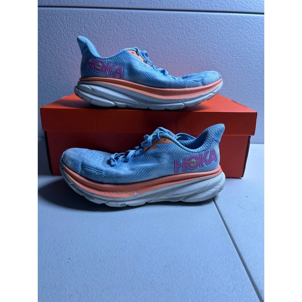Hoka Clifton 9 Sky Blue Coral Size 8.5M 9.5W #2915
